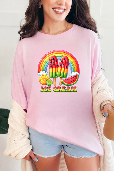 Sarah's Boutique Women's T-shirt – 100% cotton – Rainbow Popsicle