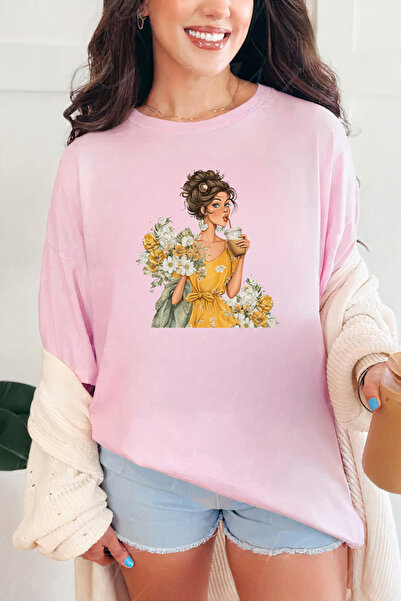 Sarah's Boutique Women's T-shirt – 100% cotton – Floral Coffee