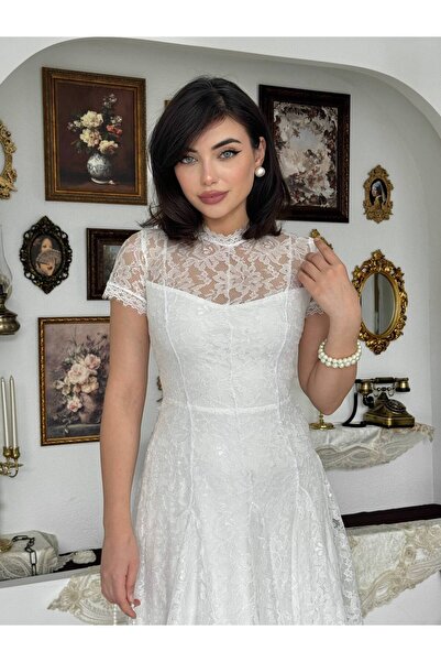 zoezoe Kha-zix Romantik Fransız Dantel Maxi Elbise Elcisa