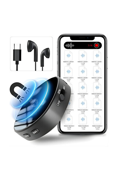 Spionescu Mini reportofon digital cu microfon magnetic ascuns, activare vocal...