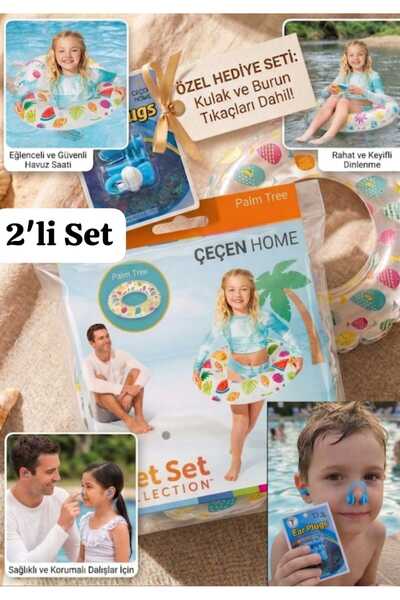 ÇEÇEN HOME (1 Adet) 6-10 Yaş Çocuk Simidi Yüzme Simidi + Yüzme Kulak Tıkacı V...