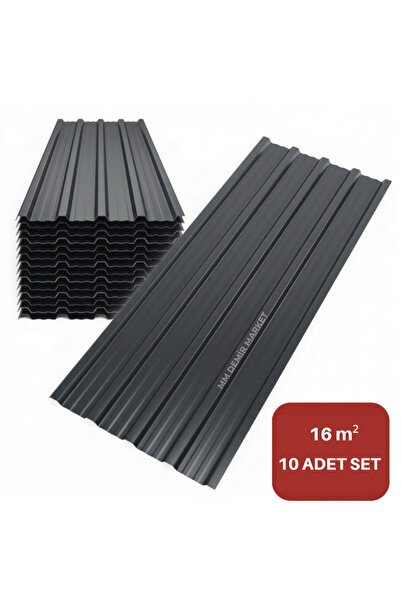 mm demir market Galvanizli Trapez Çatı Kaplama Sacı – 2 Metre -Antrasit (10 A...