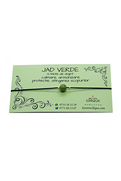 byRetroChique Bratara o piatra de jad verde si bilute de argint