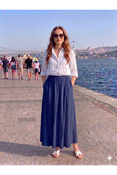 HANIMCA GİYİM LETNJA PROZRAČNA PRELEPA SUKNJA OD TKANINE SA BOČNIM DŽEPOVIMA ...