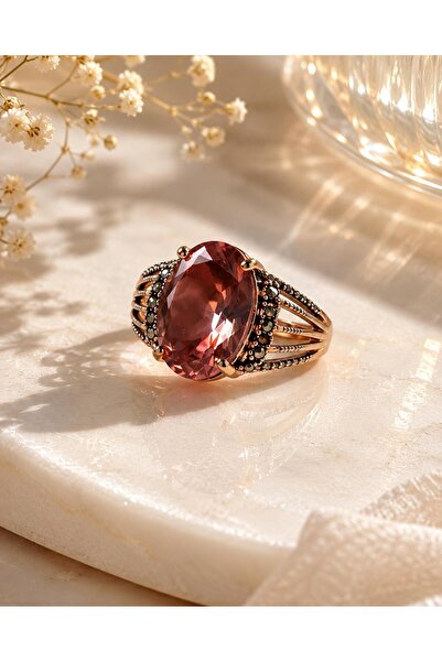 Ceso Accesories Vintage Tasarım Oval Zultanit Taşlı Kadın Yüzük