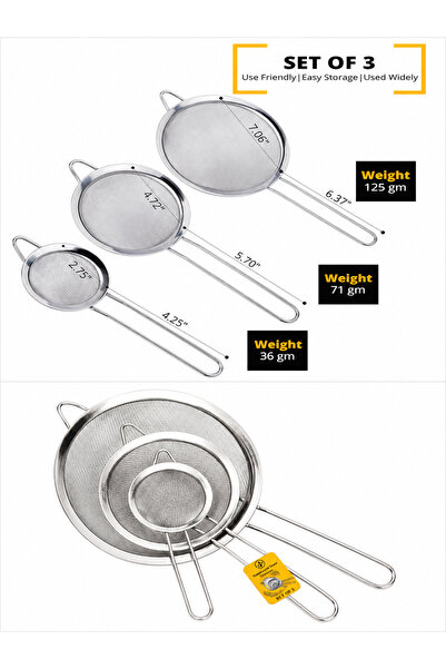 Generic Sieves and Strainers Set - Metal Sieve Stainless Steel, Fine Mesh Str...