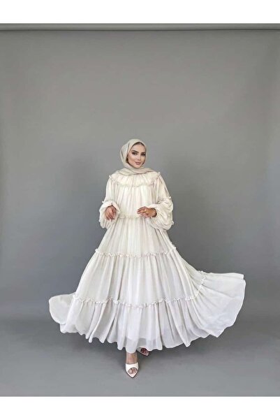Rahimedurmuscollection Taş Kat Kat Volanlı Tesettür Elbise