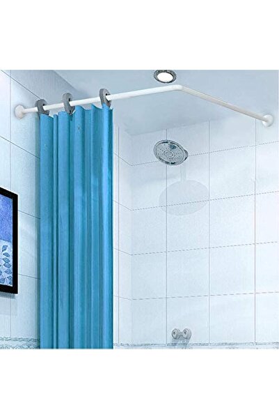 HOMEPRO قضيب ستارة حمام على شكل حرف L، قضيب حمام للزاوية، تثبيت بالبراغي، أبي...