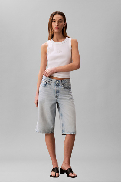 Calvin Klein Sl Monogram Rib Tank Kadın Kolsuz T-Shirt Beyaz
