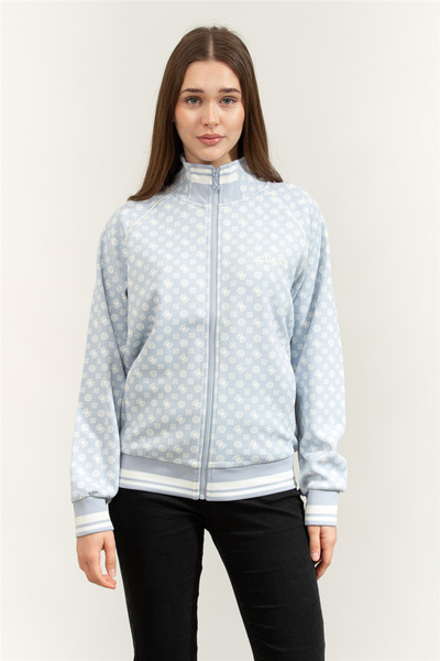 Guess Aggie Kadın Aktif Scuba Fermuarlı Sweatshirt Parlement Mavi