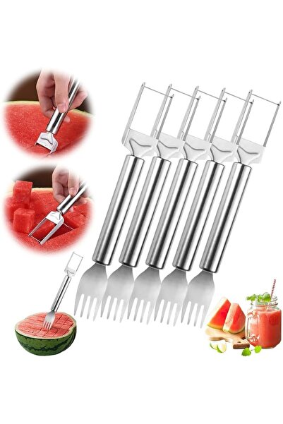 Arabest 5PCS 2-In-1 Fruit Cutter, Watermelon Slicer, Stainless Steel Material...