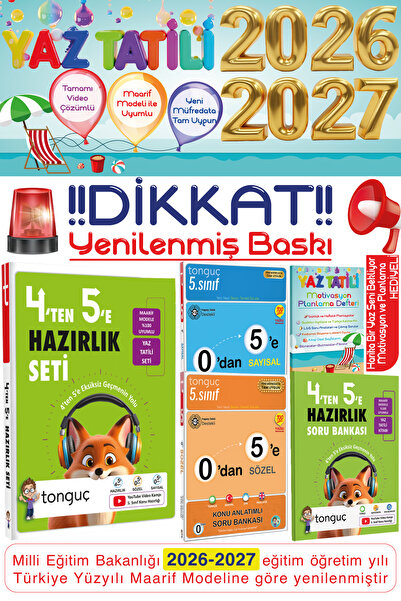 Tonguç Yayınları 4. Sınıf 4'ten 5'e Hazırlık Seti 0'dan 5'e Sayısal & Sözel K...