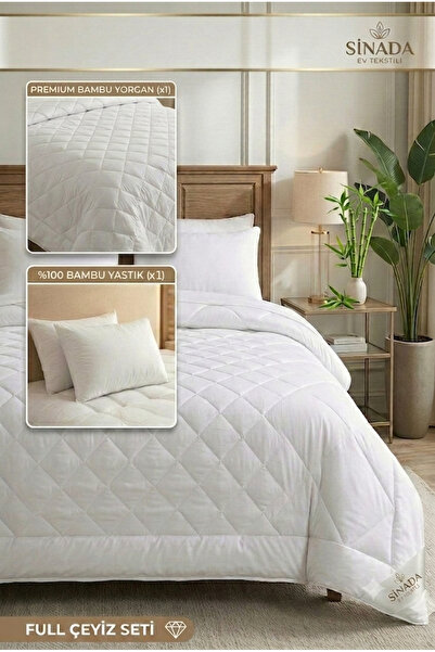 Sinada %100 Doğal Bambu Çeyiz Seti / Tek Kişilik Yorgan + Bambu Yastık