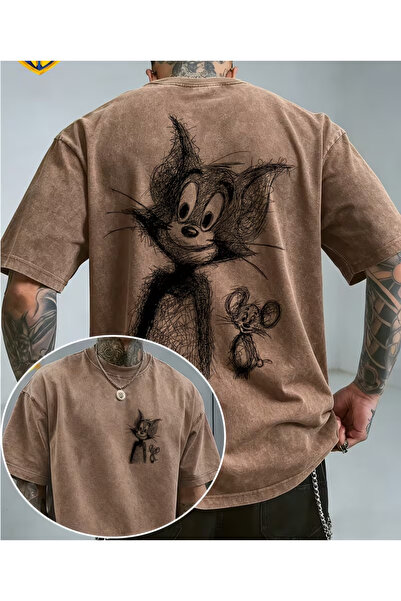Toum Tom and Jerry Printed Unisex Washable Vintage Oversize T-Shirt