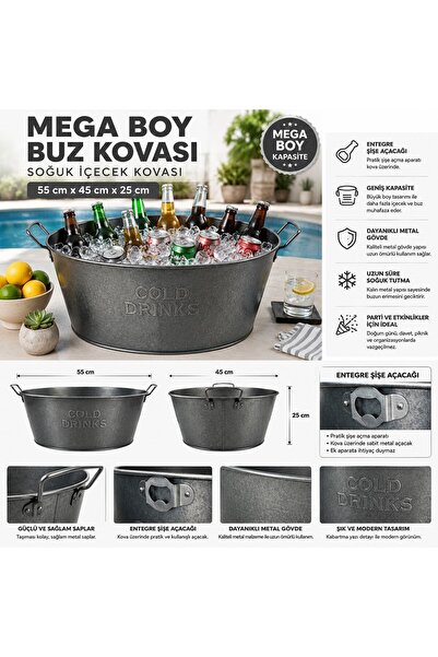 bimbambom Buz Kovası Mega Boy, Metal Buz Kovası içecek şişe kovası