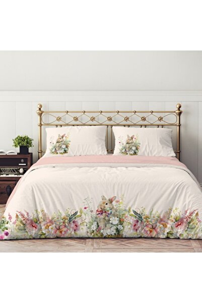 Lenjerii Deosebite Lenjerie pat dublu 3D bumbac 100% ranforce, Vinca floral r...