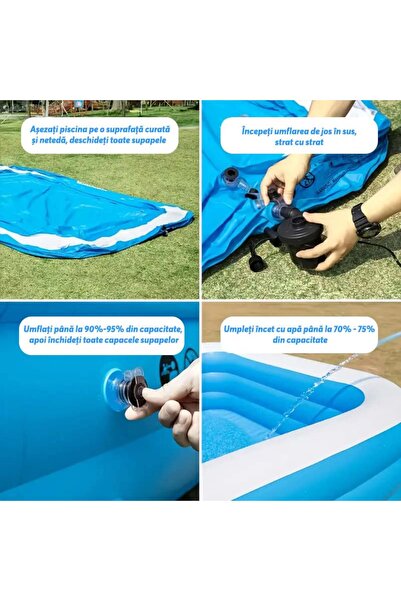 Zenorius Piscina gonflabila Pitikot® 150x100x50 cm, ideala pentru copii 3+ si adulti, perfecta pentru curte, gradina sau interior