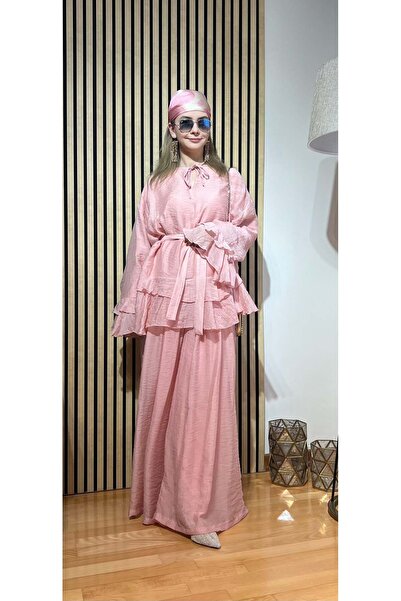 Cardella Women's Elara Voile Fabric Pants Suit |   Belted, Draped Hijab Set w...