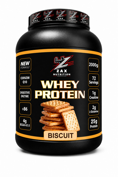 zax nutrition بروتين مصل اللبن بنكهة البسكويت 2000 جرام 72 حصة / سلسلة خاصة/