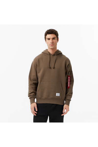 Alpha Industries Utility Pocket Erkek Kahverengi Hoodie