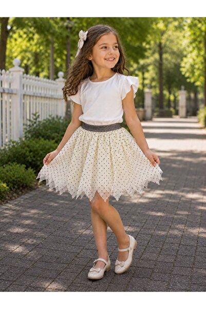 Accessories Hei Cream Color Polka Dot Girls' Tutu Skirt 6-7 Years Old
