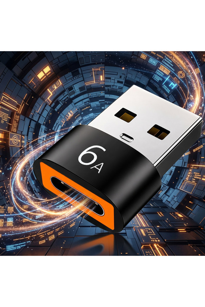 wiks USB'den Type-C'ye Adaptör 6A Hızlı Şarj ve Veri Transfer Dönüştürücü Kom...