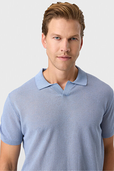 Back And Bond Blue Regular Fit Knit T-Shirt
