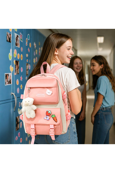 HI-FINE 5-Piece School Backpack Set for Girls Boys, Cute Casual Student Backp...
