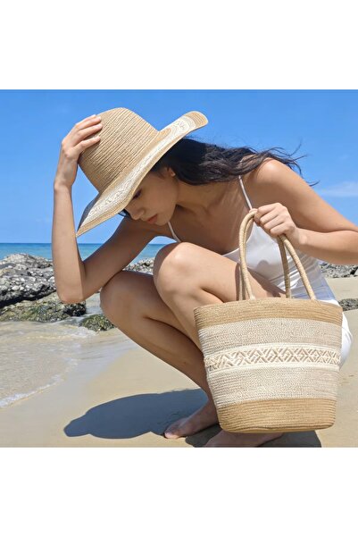 Generic Vacation Style Woven Straw Tote Bag 4 Color Options For Beach Brunch ...