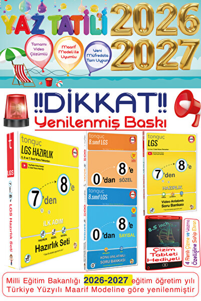 Tonguç Yayınları 7. Sınıf 7'den 8'e Hazırlık Seti 0'dan 8'e Sayısal & Sözel K...