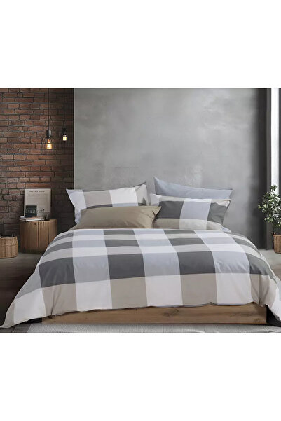 Nef Nef Homeware Καθημερινό Καρό Γκρι Σετ Σεντόνια Nef-Nef Homeware Υπέρδιπλο...