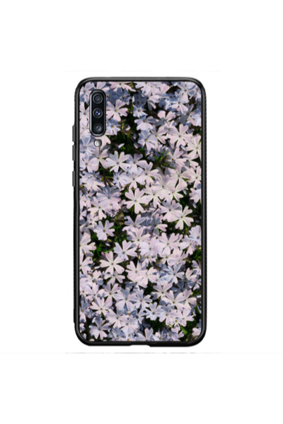 Other Samsung A70 Flowers white Black Glossy Θήκη