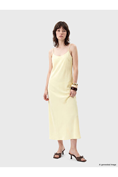 LC Waikiki Özmarka New Season U-Neck Satin Dress with Rope Straps