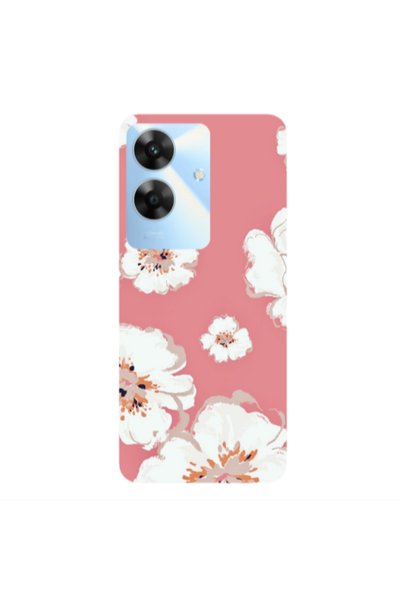 Other Realme Note 60 White Flowers Transparent Silicone TPU Θήκη