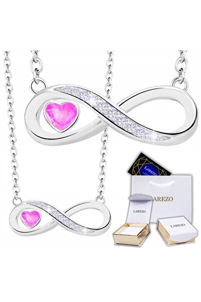 Larezo Colier Din Argint 925, Pandantiv Infinit Cu Inima Din Cristal Straluci...