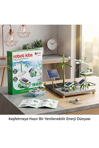 PratikBir Robot Oluşturma Seti, Pilsiz Güneş Enerjili (6 Farklı Tasarım)