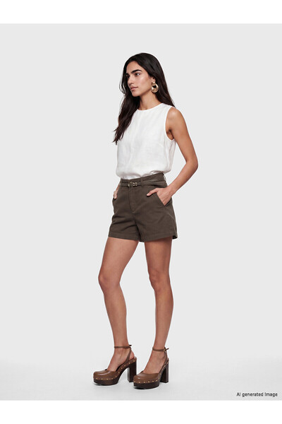 LC Waikiki Vizyon New Season Women's Jean Shorts with Belted Waist