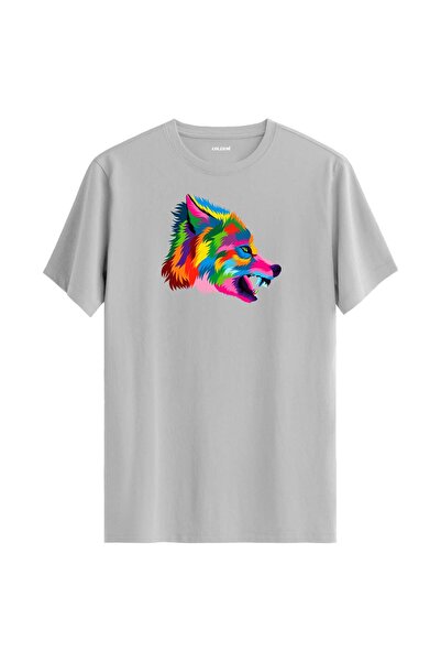 Colermi Colorful Wild Wolf Figure T-Shirt