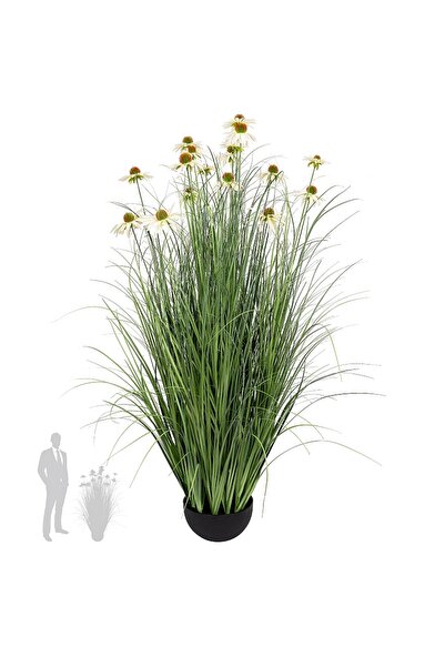 Roberto Rossi Iarba artificiala Onion 120 cm cu 17 flori de crizantema