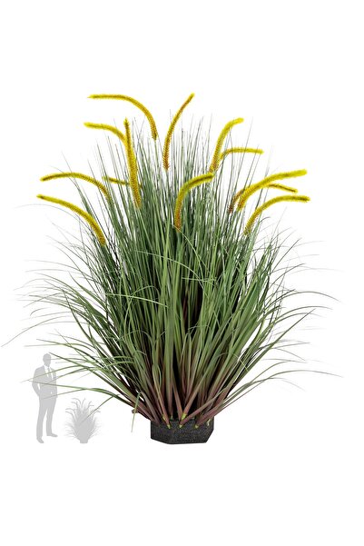 Roberto Rossi Iarba artificiala Onion Dogtail 90 cm cu 13 flori rosu cu verde