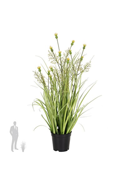 Roberto Rossi Iarba artificiala Onion 60 cm cu 4 flori de crizantema crem