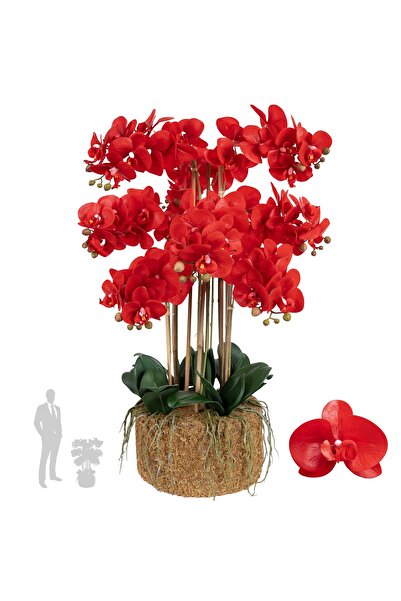 Roberto Rossi Orhidee artificiala rosie cu aspect H85 cm cu 9 tulpini