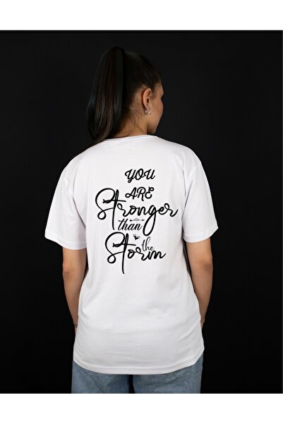Krays You Are Stronger Than the Storm Written Unisex Crew Neck White T-Shirt ...
