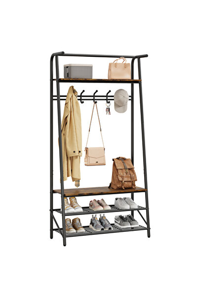 Garvee 80cm Coat Rack with Shoe Bench, 4-in-1 Clothes Rack, Clothes Rail with...