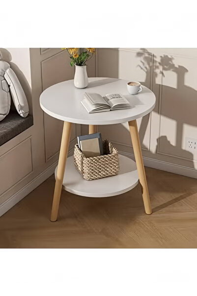 TAPIT Round End Table Sofa Side Table Small Coffee Table Foldable Anti-Rust W...