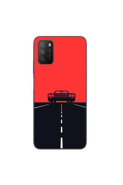OEM Case compatible with Xiaomi Poco M3 Silicon Gel Tpu Model Red Sky Muscle Car