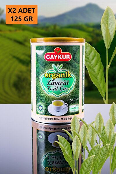 Çaykur Organic Emerald Green Tea 125 Gr X 2 Pieces Cylinder Box Bulk Green Te...