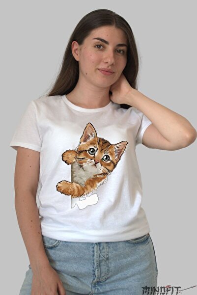 GILDAN Tricou Cu Pisica Simpatica Portocalie