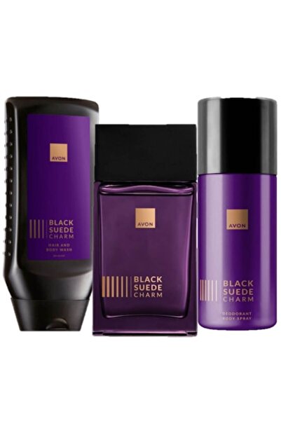 AVON Set 3 produse Black Suede Charm, - Apă de toaletă 100 ml, Gel de duș 250...