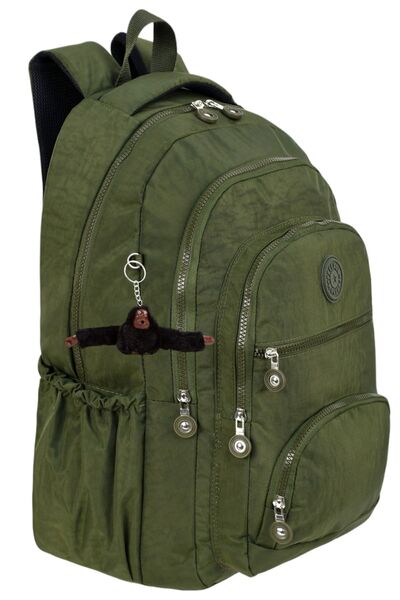GALB Khaki Tr5 Lux and Multi-Pocket Waterproof Crinkle School Bag Backpack Mo...